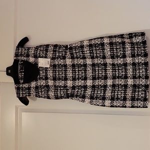 Theory black multi rubber tweed dress